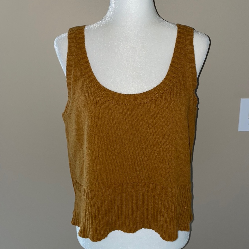 Madewell Minton Scoop Sweater Tank, Antique Gold, Size Large